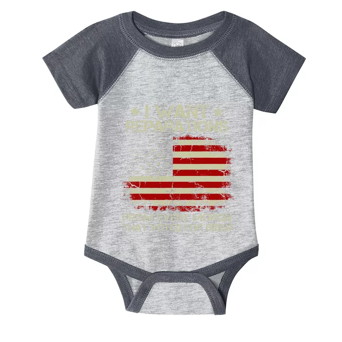 I Want Reparations From Every Moron That Voted For Biden Infant Baby Jersey Bodysuit