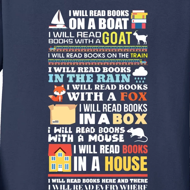 I Will Read Books On A Boat Reading Gift For Readers Kids Long Sleeve Shirt