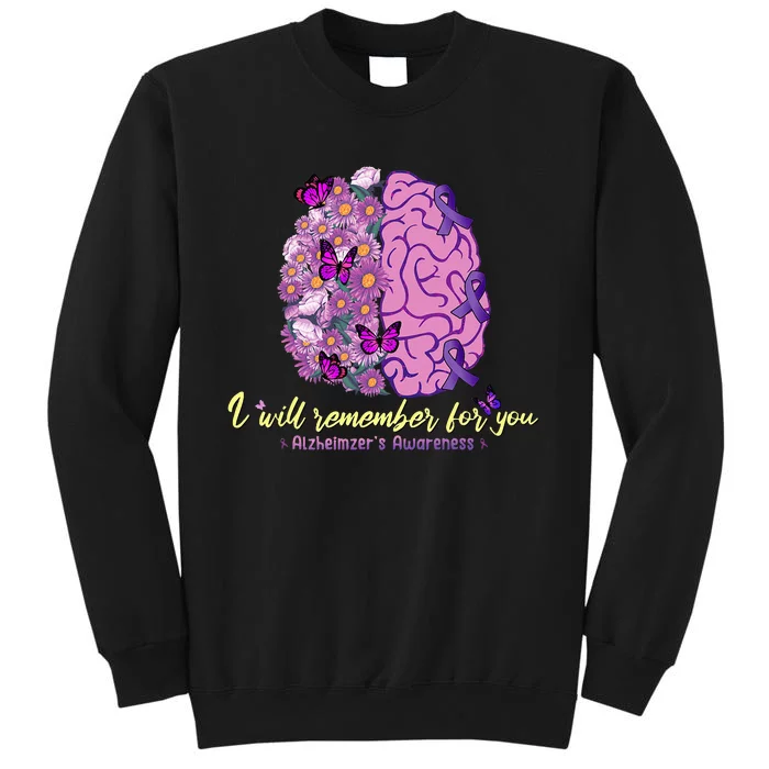 I Will Remember For You Brain Alzheimers Awareness Tall Sweatshirt