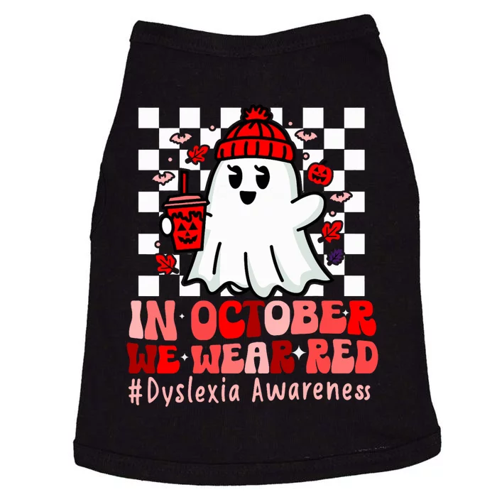 I Wear Red Dyslexia Awareness Month Ghost Halloween Doggie Tank