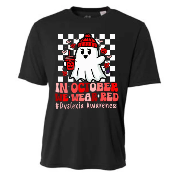 I Wear Red Dyslexia Awareness Month Ghost Halloween Cooling Performance Crew T-Shirt