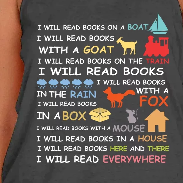 I Will Read Books Everywhere Reading Gifts For Book Lovers Women's Knotted Racerback Tank