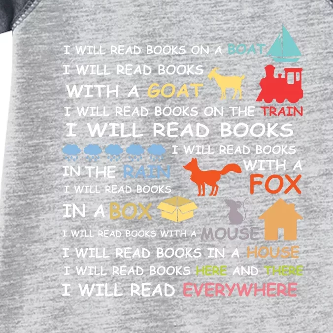 I Will Read Books Everywhere Reading Gifts For Book Lovers Infant Baby Jersey Bodysuit