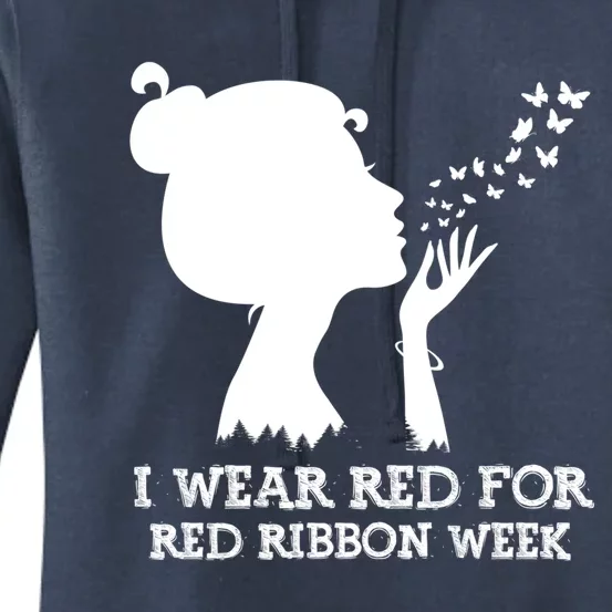 I Wear Red For Red Ribbon Week Awareness American Gift Women's Pullover Hoodie