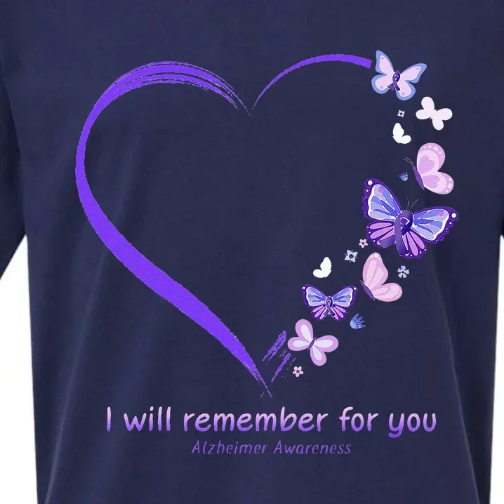 I Will Remember For You Butterfly Alzheimers Awareness Sueded Cloud Jersey T-Shirt