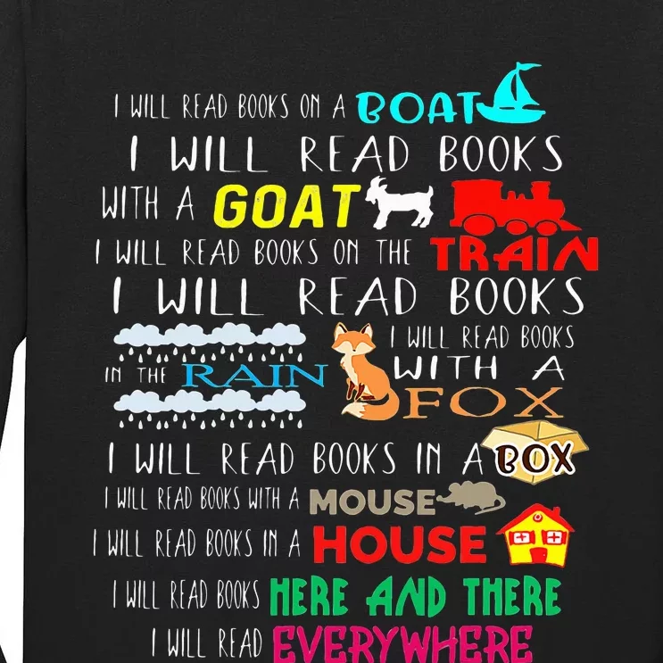 I Will Read Books On A Boat & Everywhere Reading Tall Long Sleeve T-Shirt