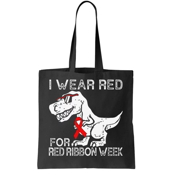 I Wear Red For Red Ribbon Week Dino Trex Gift Tote Bag