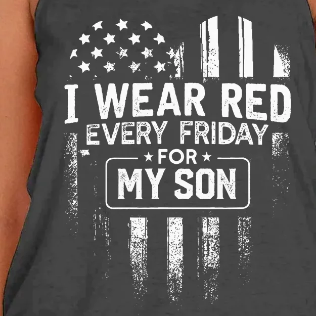 I Wear Red Every Friday For My Son Mom Dad Women's Knotted Racerback Tank