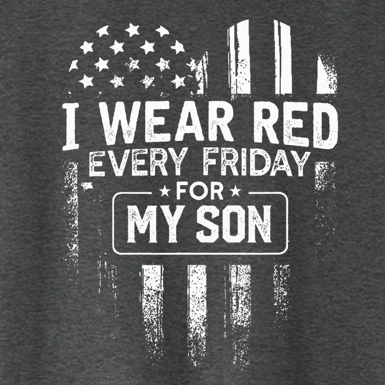 I Wear Red Every Friday For My Son Mom Dad Women's Crop Top Tee