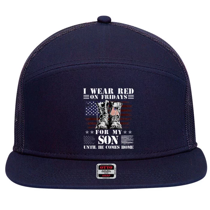 I Wear Red On Fridays For My SON Until He Comes Home 7 Panel Mesh Trucker Snapback Hat