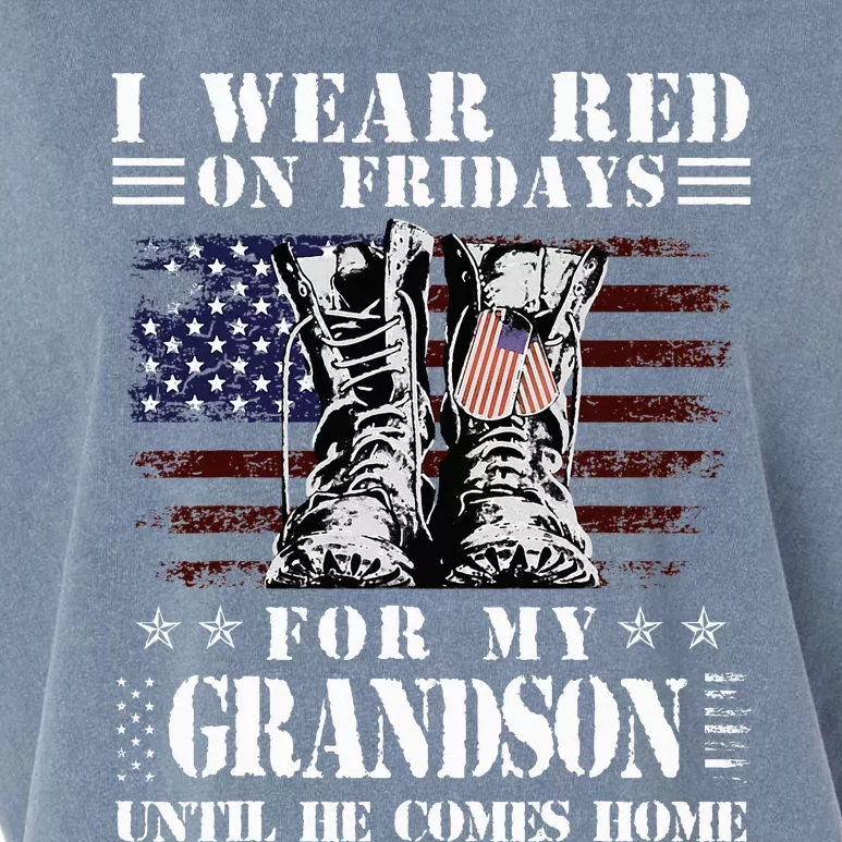 I Wear Red On Fridays For My GRANDSON Until He Comes Home Garment-Dyed Women's Muscle Tee