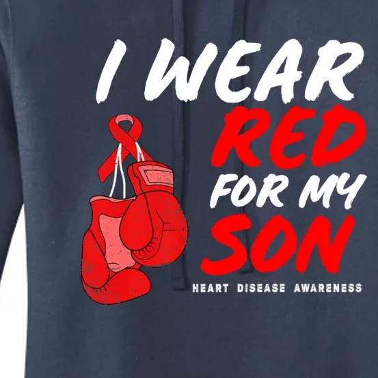 I Wear Red For My Son Heart Disease Awareness Month Cool Gift Women's Pullover Hoodie