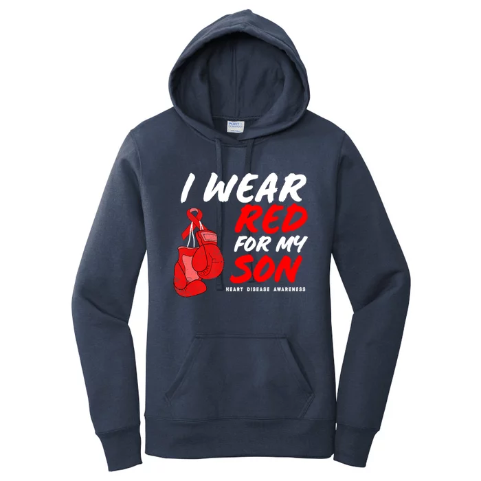 I Wear Red For My Son Heart Disease Awareness Month Cool Gift Women's Pullover Hoodie