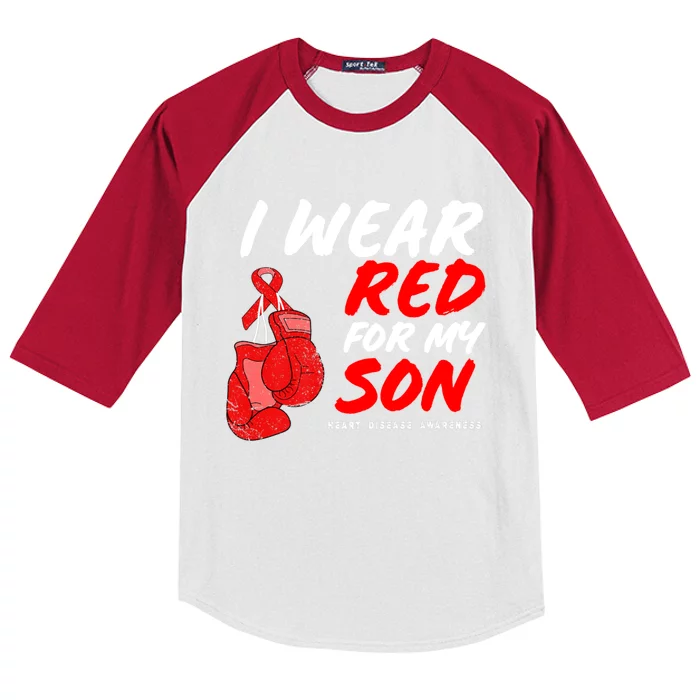 I Wear Red For My Son Heart Disease Awareness Month Cool Gift Kids Colorblock Raglan Jersey