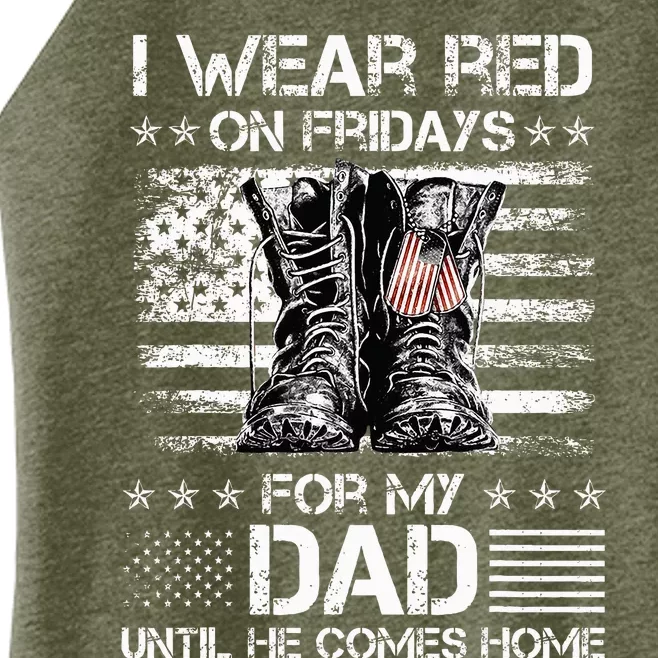 I wear red on friday for my dad combat boots veteran day Women’s Perfect Tri Rocker Tank