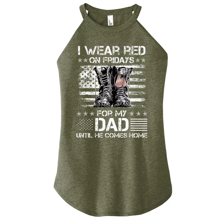 I wear red on friday for my dad combat boots veteran day Women’s Perfect Tri Rocker Tank