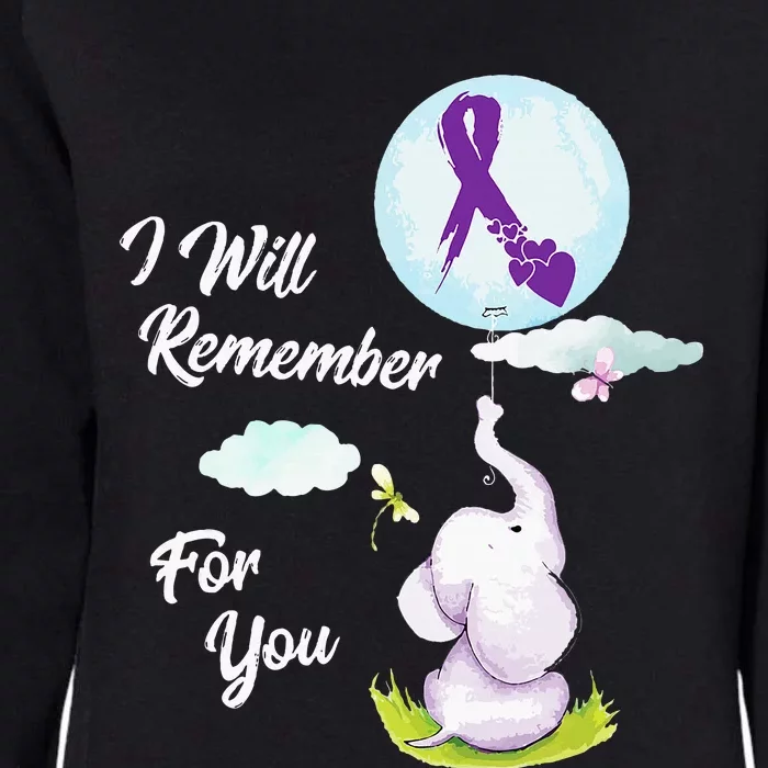 I Will Remember For You Alzheimers Awareness Elephant Ribbon Womens California Wash Sweatshirt