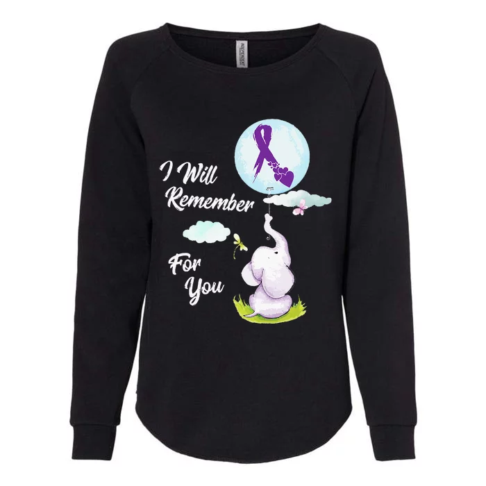 I Will Remember For You Alzheimers Awareness Elephant Ribbon Womens California Wash Sweatshirt