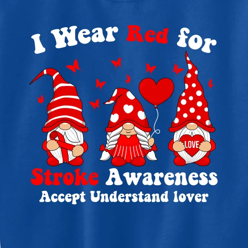 I Wear Red Gnomies For Stroke Awareness Month Gift Kids Sweatshirt