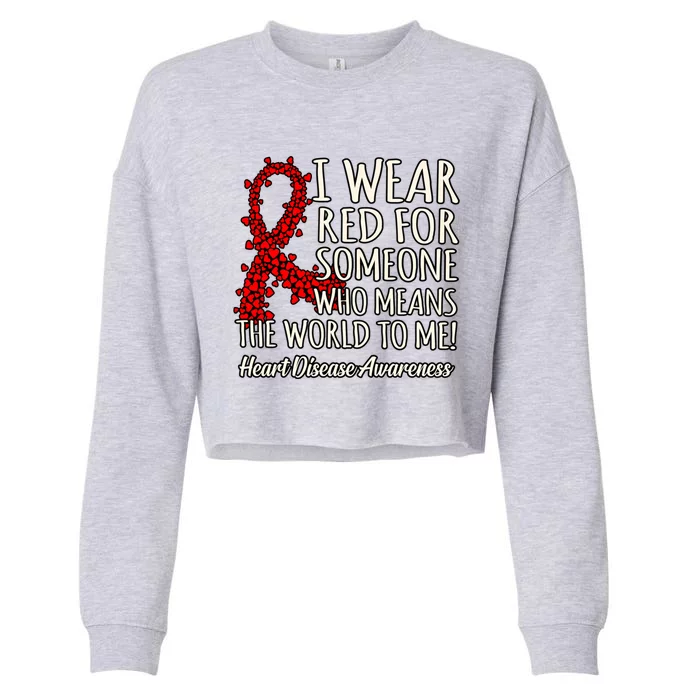 I Wear Red Heart Disease Awareness Survivor Graphic Gift Cropped Pullover Crew