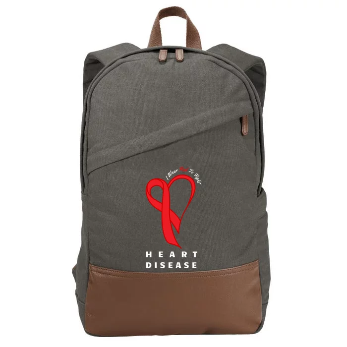 I Wear Red To Fight Heart Disease Awareness Chd Funny Gift Ribbon Gift Cotton Canvas Backpack