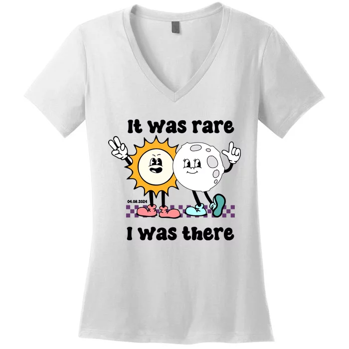 It Was Rare I Was There Solar Eclipse Women's V-Neck T-Shirt