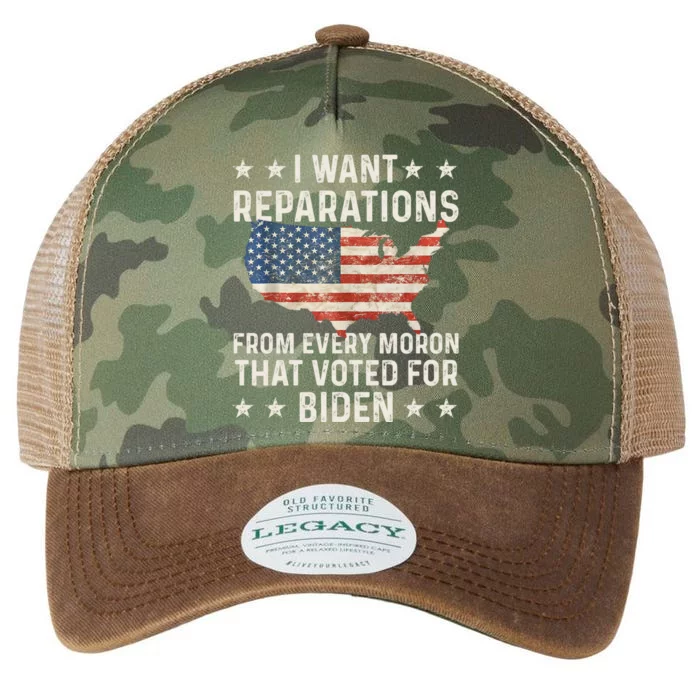 I Want Reparations From Every Moron That Voted For Biden Legacy Tie Dye Trucker Hat