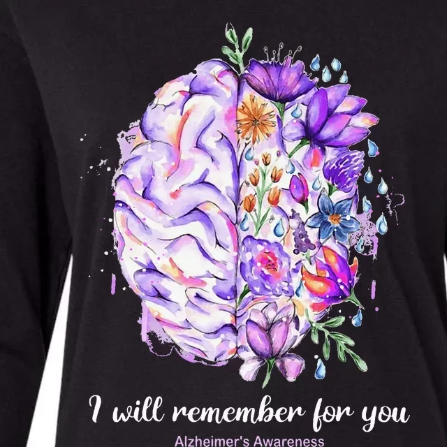 I Will Remember For You Brain AlzheimerS Awareness Womens Cotton Relaxed Long Sleeve T-Shirt