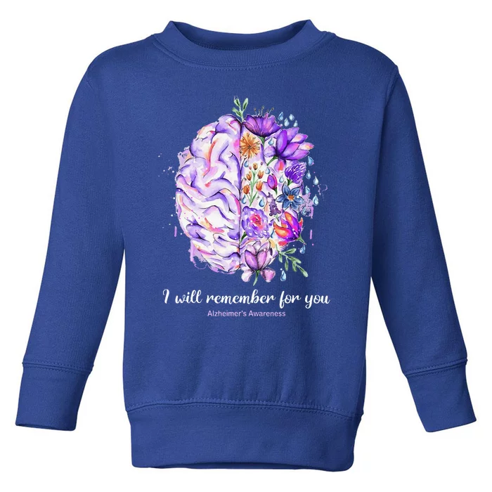 I Will Remember For You Brain AlzheimerS Awareness Toddler Sweatshirt