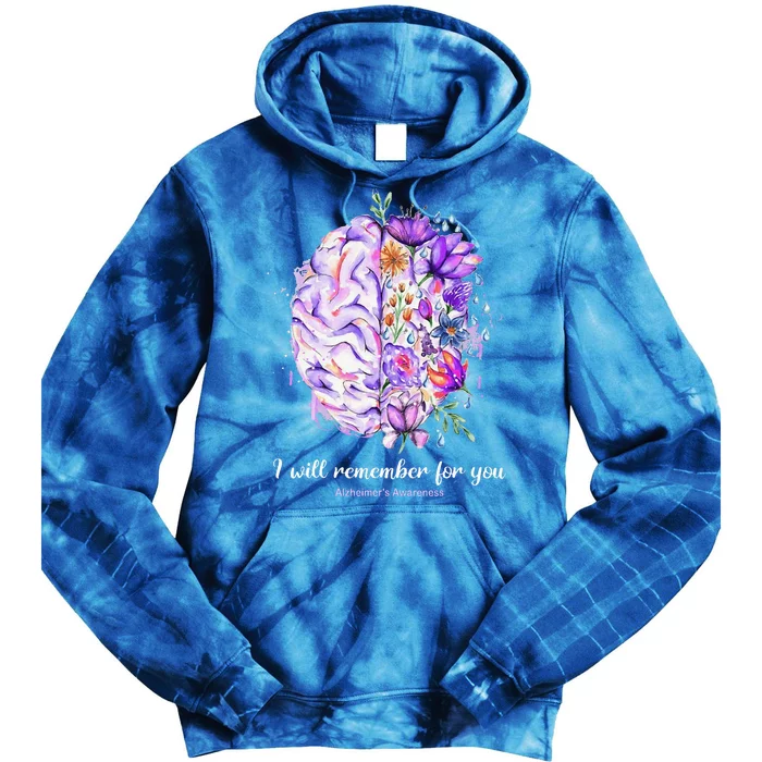 I Will Remember For You Brain AlzheimerS Awareness Tie Dye Hoodie