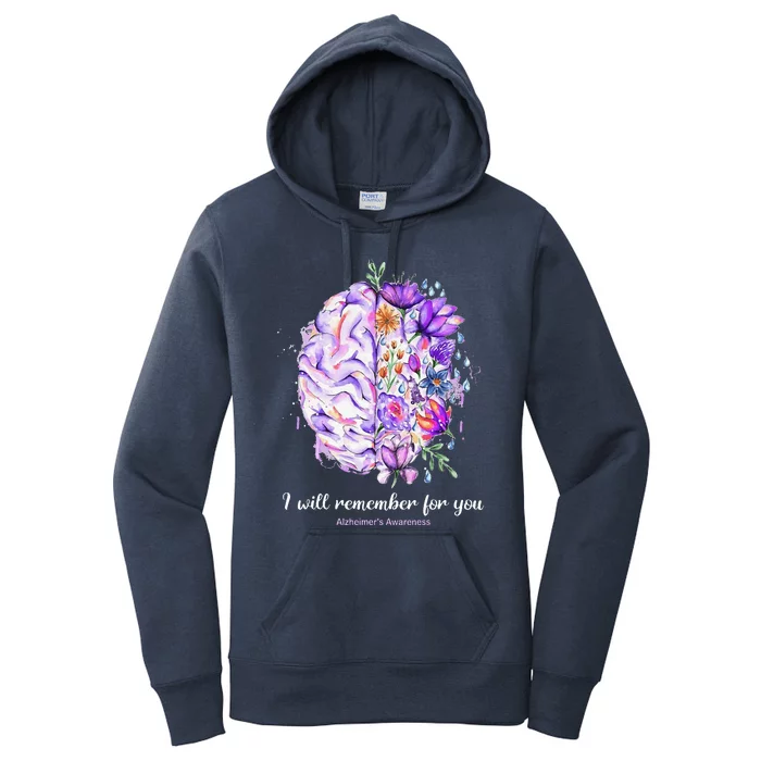 I Will Remember For You Brain AlzheimerS Awareness Women's Pullover Hoodie