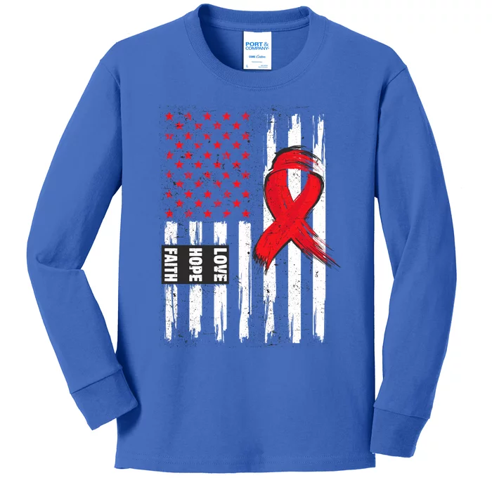 I Wear Red To Fight Heart Disease Awareness Month Gift Kids Long Sleeve Shirt