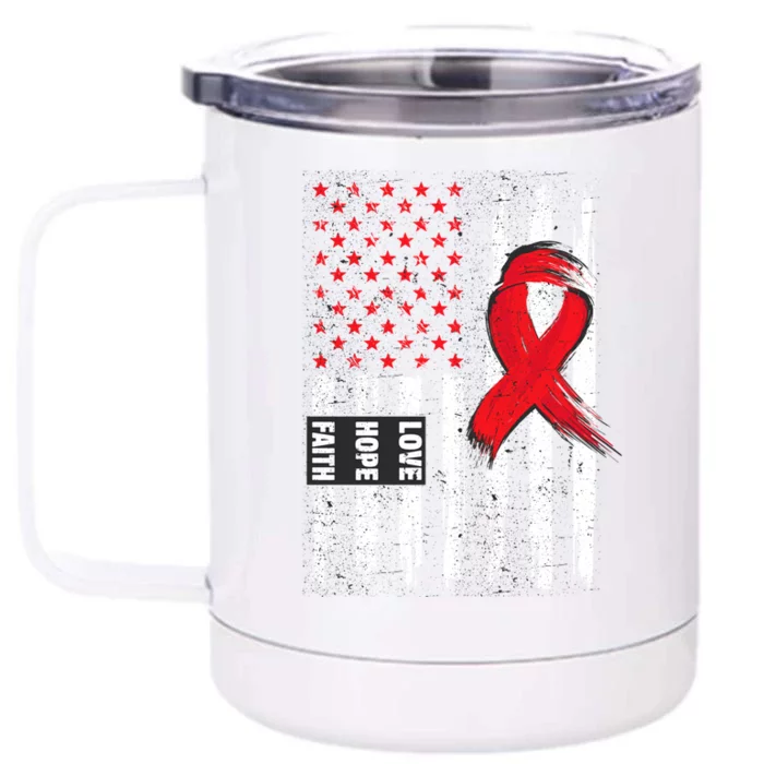 I Wear Red To Fight Heart Disease Awareness Month Gift Front & Back 12oz Stainless Steel Tumbler Cup