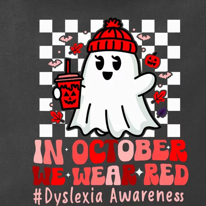 I Wear Red Dyslexia Awareness Month Ghost Halloween Zip Tote Bag