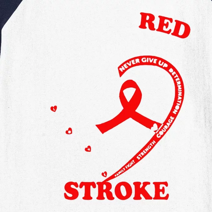 I Wear Red For My Family Stroke Awareness Baseball Sleeve Shirt