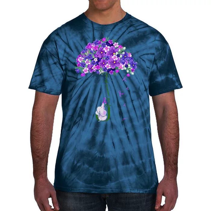 I Will Remember For You Purple Flower Alzheimers Awareness Tie-Dye T-Shirt