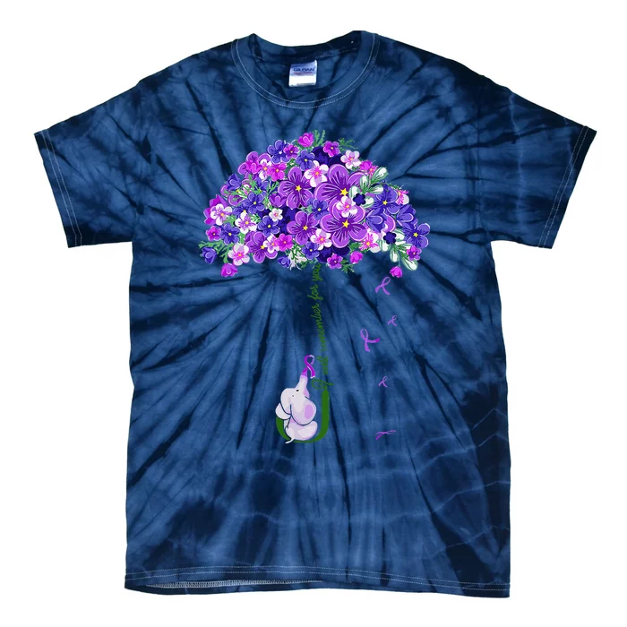 I Will Remember For You Purple Flower Alzheimers Awareness Tie-Dye T-Shirt