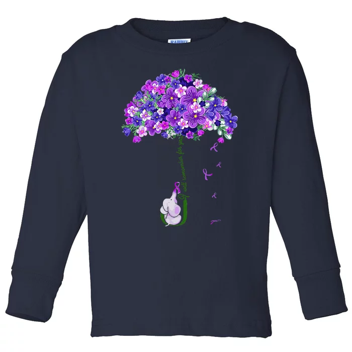 I Will Remember For You Purple Flower Alzheimers Awareness Toddler Long Sleeve Shirt