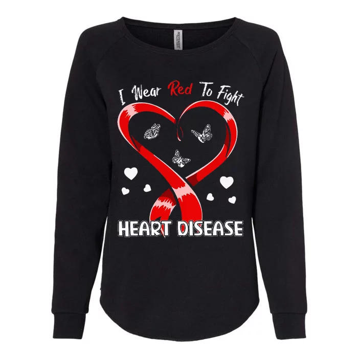 I Wear Red To Fight Heart Disease Awareness CHD Gifts Ribbon Womens California Wash Sweatshirt