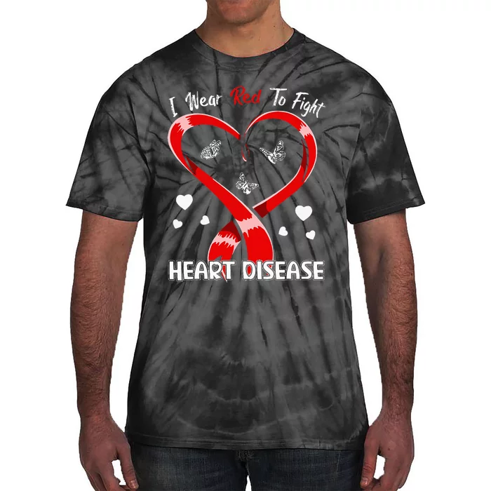 I Wear Red To Fight Heart Disease Awareness CHD Gifts Ribbon Tie-Dye T-Shirt