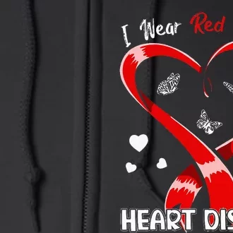 I Wear Red To Fight Heart Disease Awareness CHD Gifts Ribbon Full Zip Hoodie