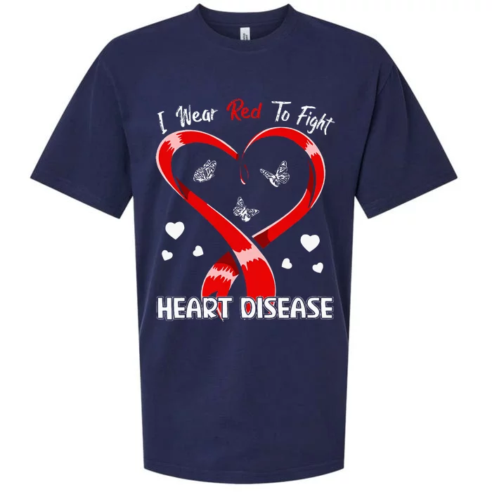 I Wear Red To Fight Heart Disease Awareness CHD Gifts Ribbon Sueded Cloud Jersey T-Shirt