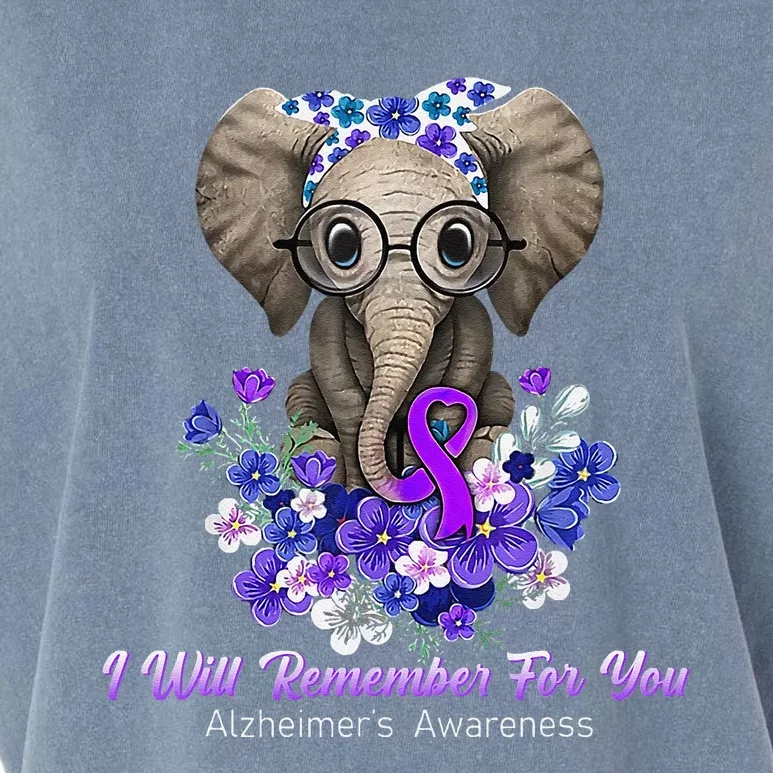 I Will Remember For You Purple Ribbon Alzheimers Awareness Garment-Dyed Women's Muscle Tee