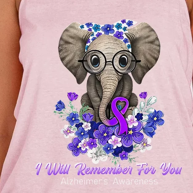 I Will Remember For You Purple Ribbon Alzheimers Awareness Women's Knotted Racerback Tank