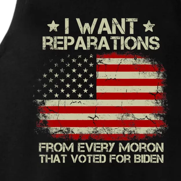 I Want Reparations From Every Moron That Voted For Biden Meaningful Gift Ladies Tri-Blend Wicking Tank