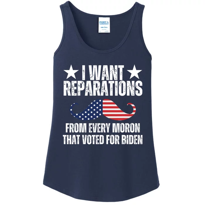 I Want Reparations From Every Moron That Voted For Biden Ladies Essential Tank