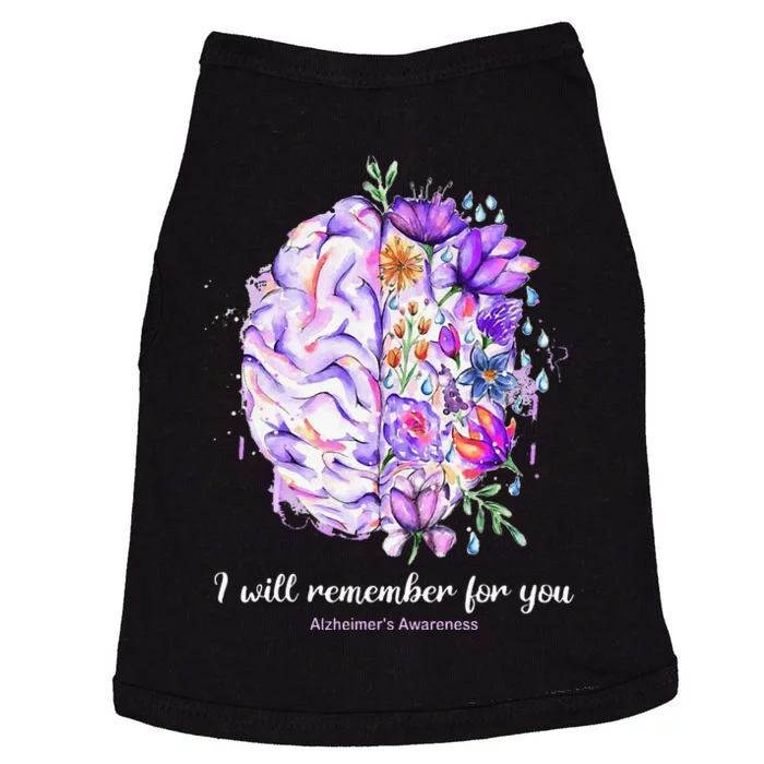 I Will Remember For You Brain Alzheimer's Awareness Doggie Tank