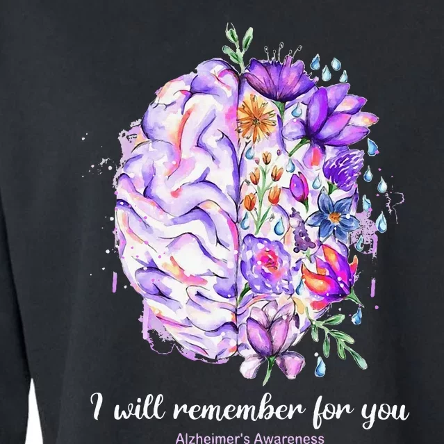 I Will Remember For You Brain Alzheimer's Awareness Cropped Pullover Crew