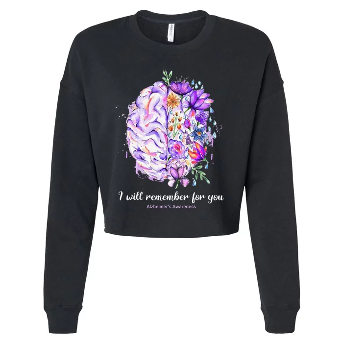 I Will Remember For You Brain Alzheimer's Awareness Cropped Pullover Crew