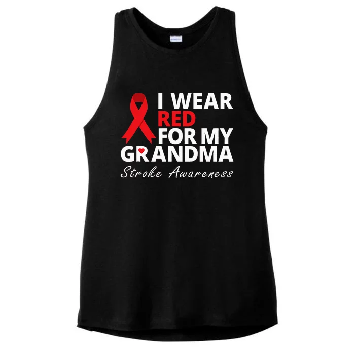 I Wear Red For My Grandma Stroke Awareness Survivor Warrior Ladies Tri-Blend Wicking Tank